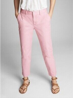 GAP Pink Slim City Crop Pants Mid Rise 3/4 Stretch Chino Trousers 2 Barbiecore